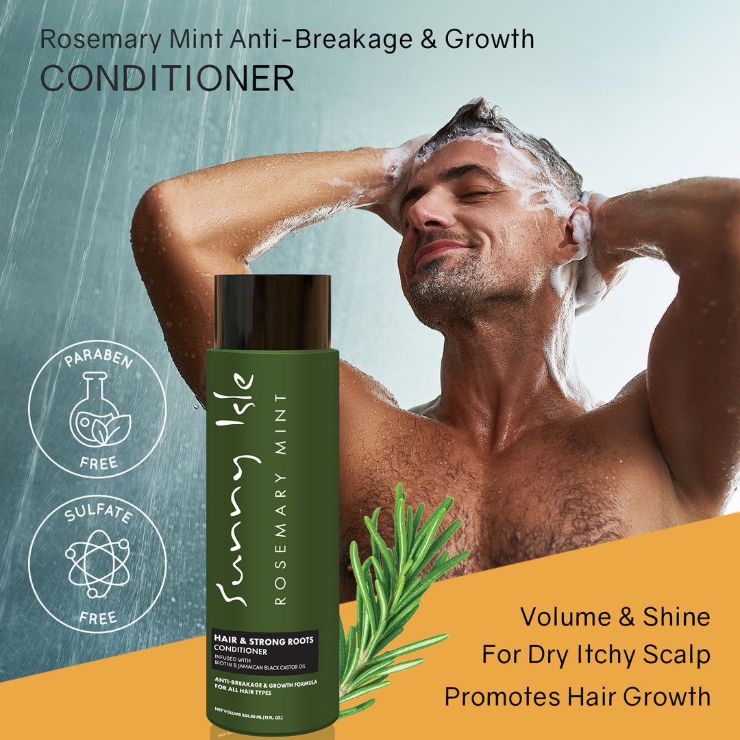Sunny Isle Rosemary Mint Hair & Strong Roots Anti-Breakage Shampoo & Conditioner 2-Piece Bundle
