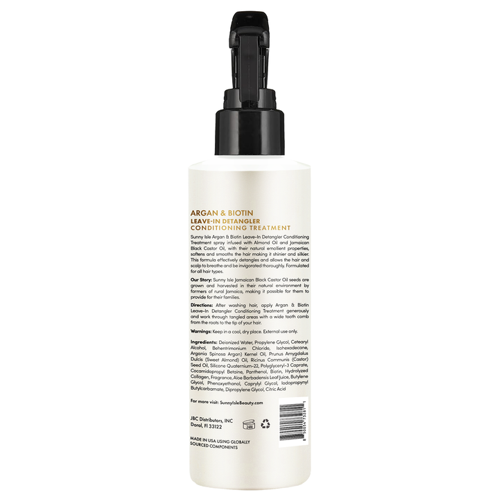 Sunny Isle Argan & Biotin Hydrating Shampoo, Conditioner, Heat Protectant, Leave-In Detangler Bundle