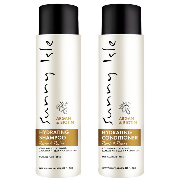 Sunny Isle Argan & Biotin Hydrating Shampoo & Conditioner 12oz Bundle