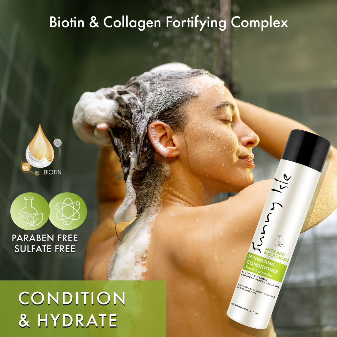 Sunny Isle Avocado & Collagen Hydrating Shampoo & Conditioner 10.1oz Bundle