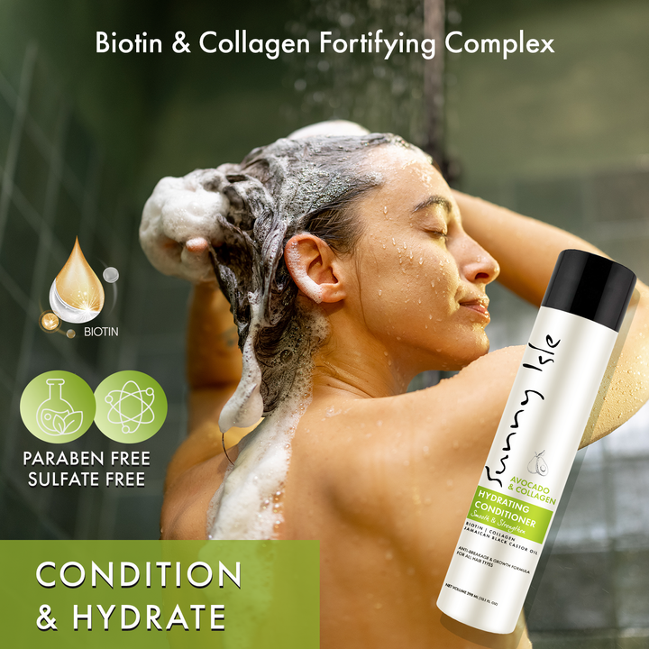 Sunny Isle Avocado & Collagen Hydrating Shampoo & Conditioner 10.1oz Bundle