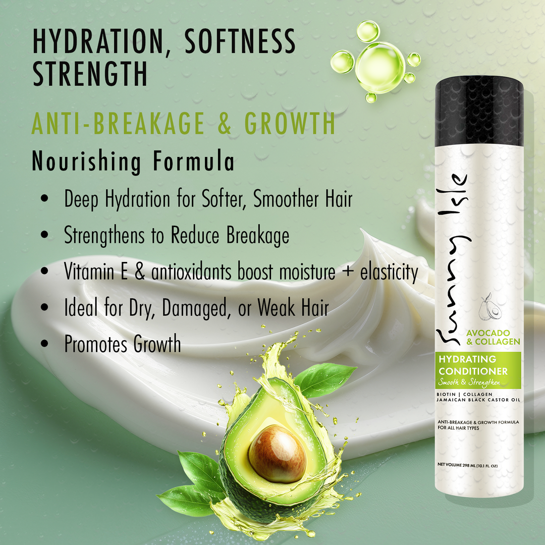 Sunny Isle Avocado & Collagen Hydrating Shampoo & Conditioner 10.1oz Bundle