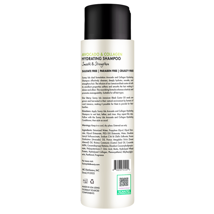 Sunny Isle Avocado & Collagen Hydrating Shampoo 12oz with Biotin and Collagen