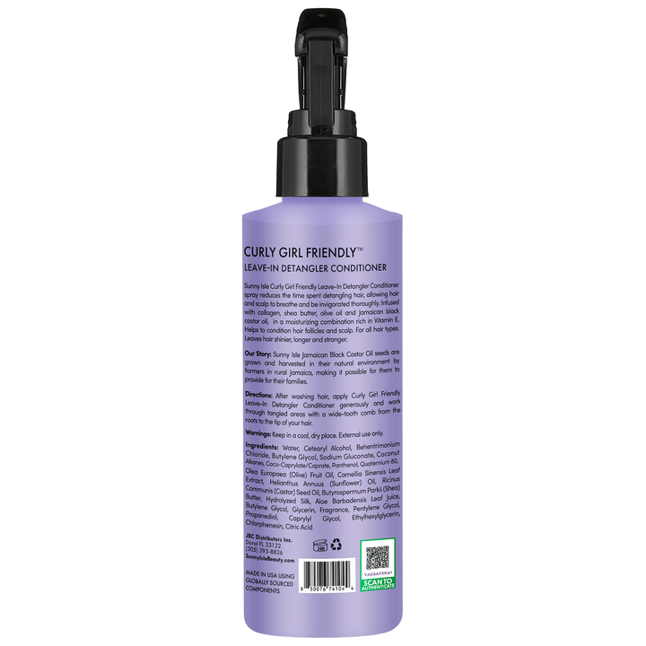 Sunny Isle Curly Girl Friendly Leave-In Detangler Conditioner 8oz back