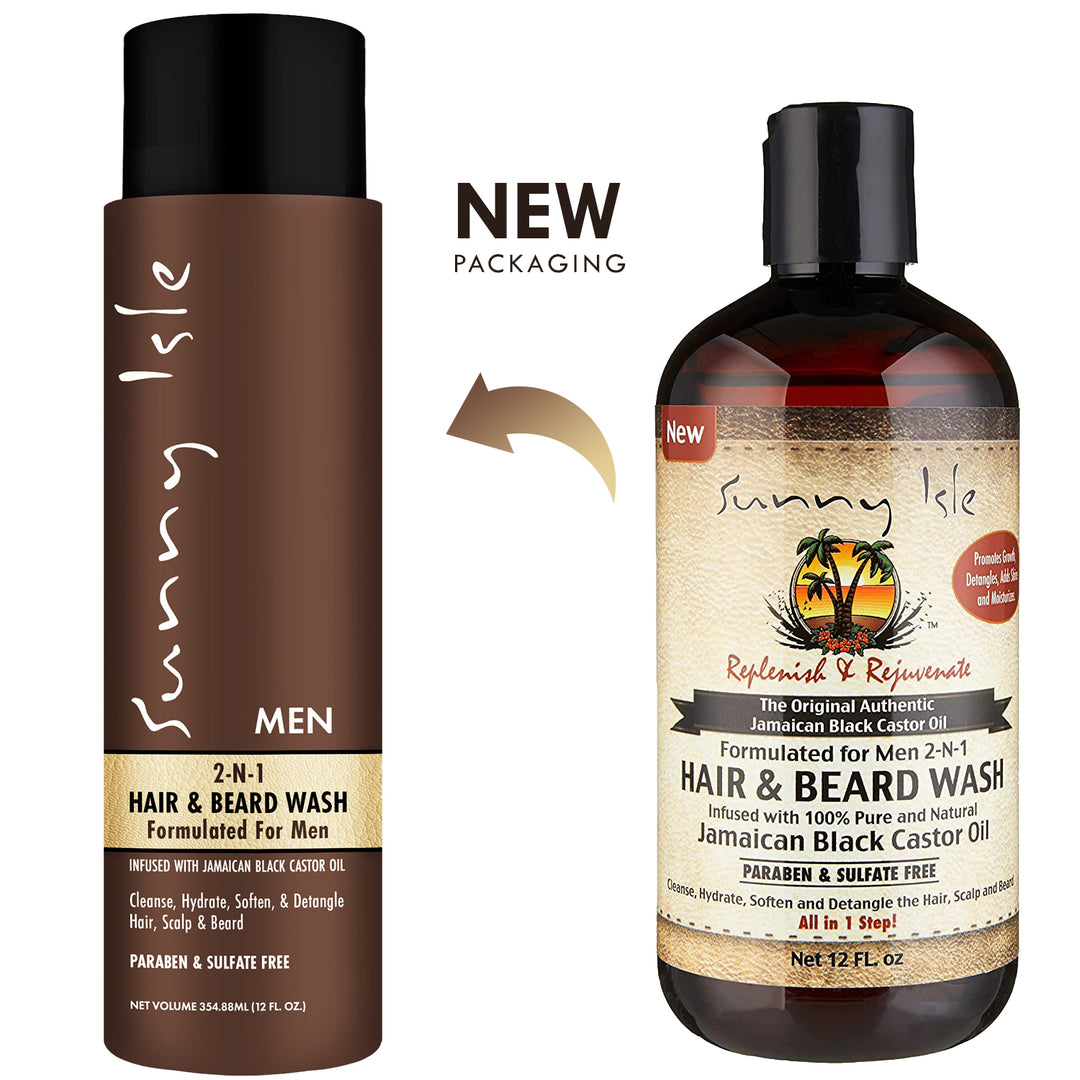 Sunny Isle Jamaican Black Castor Oil Formulated for Men 2-N-1 Hair and Beard Wash 12oz