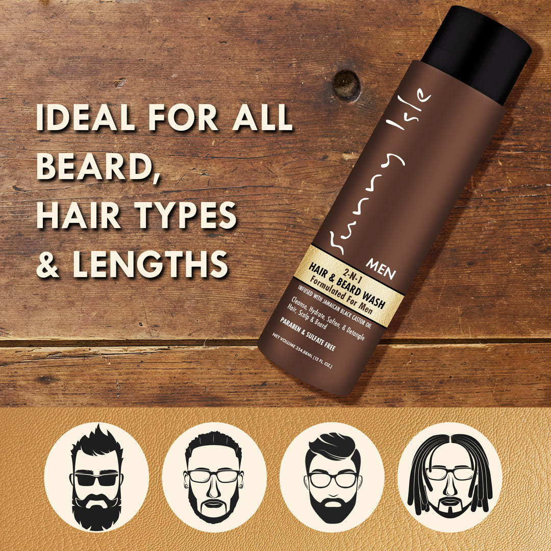 Sunny Isle JBCO Beard Oil, Pomade and 2-N-1 Hair & Beard Wash 3-Piece Bundle