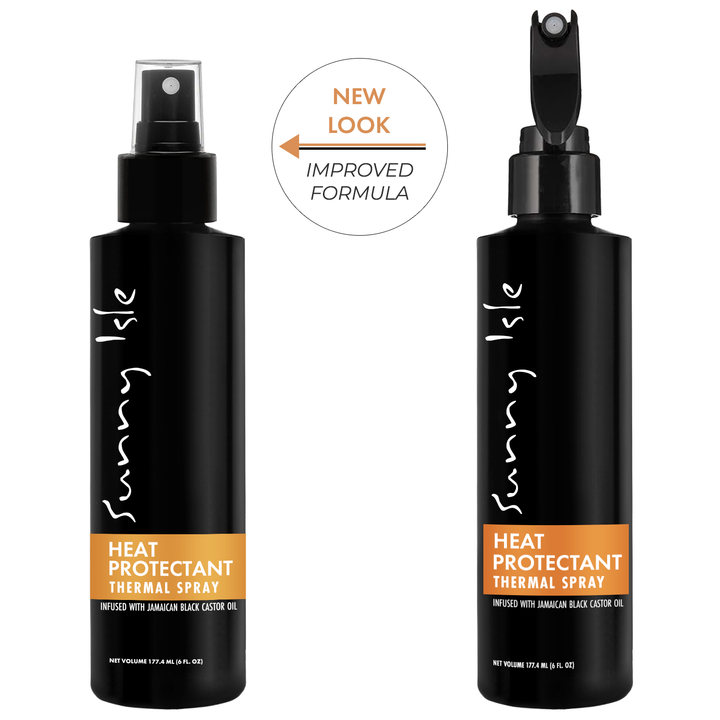 Sunny Isle Jamaican Black Castor Oil Heat Protectant Spray 6oz new improved formula and packaging.