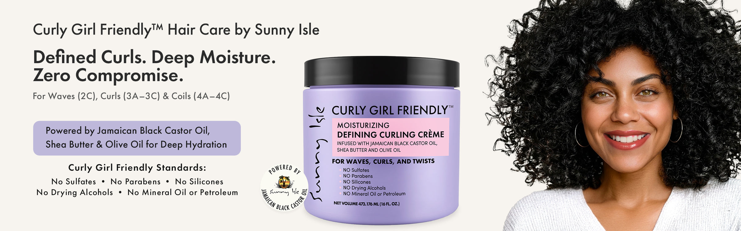 Sunny Isle Curly Girl Friendly Defining Curling Creme woman natural hair